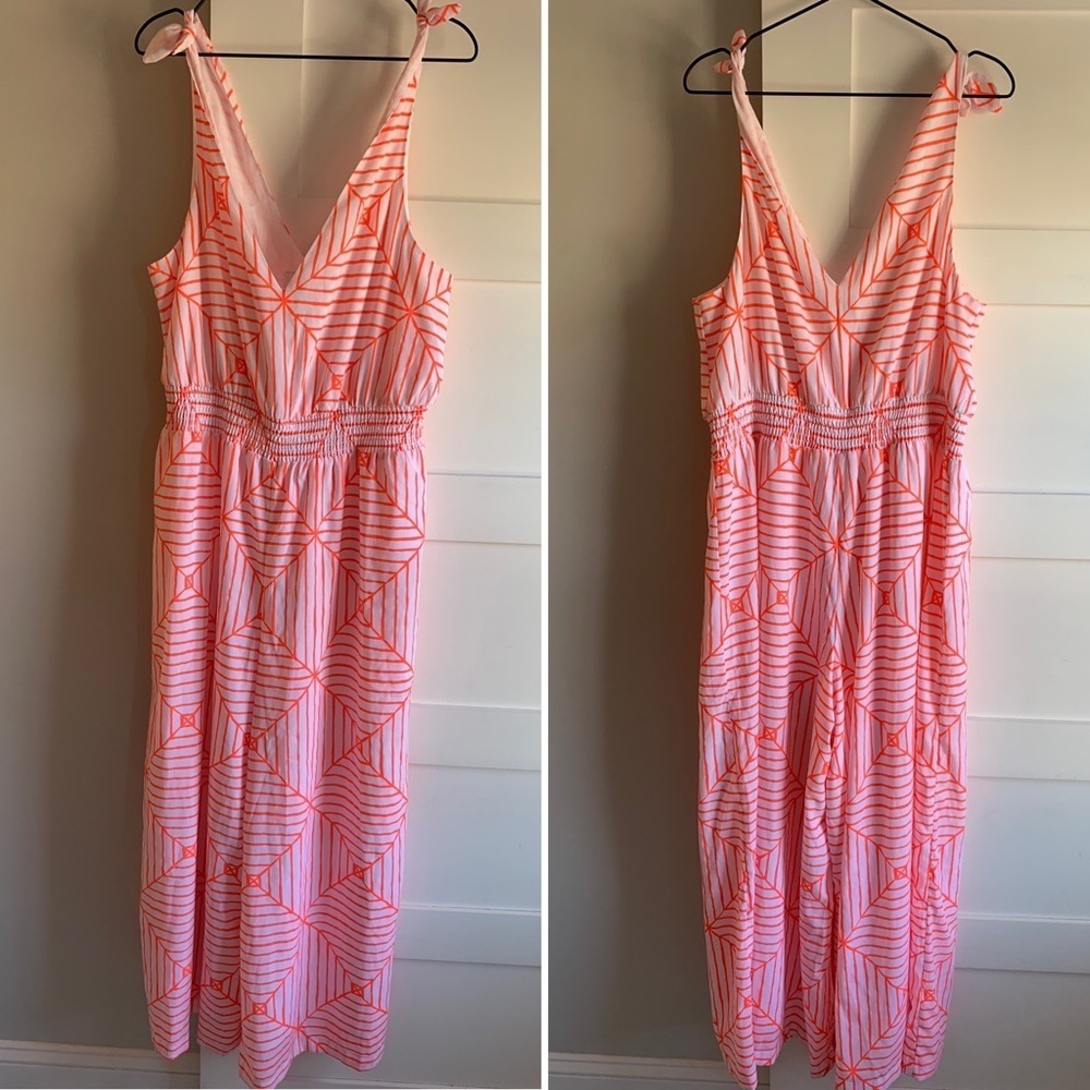 VINEYARD VINES | NWT Cara Cara Canopy Geo Jumpsuit Orange & White Geo Romper XL